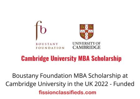 Boustany Foundation 2022 Cambridge University MBA Scholarship fully funded