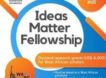 Ideas Matter Doctoral Fellowship 2022 by MasterCard Foundation and WARA for West Africa