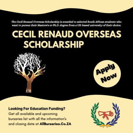 Cecil Renaud Overseas Scholarship 2023 for South Africans to Study in UK