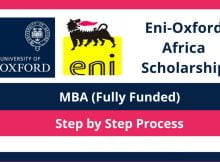 Eni-Oxford Africa Scholarship 2023 at University of Oxford