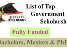 List of Fully Funded Top Government Scholarships 2023