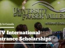 Excellence Entrance Scholarship 2023 at University of the Fraser Valley