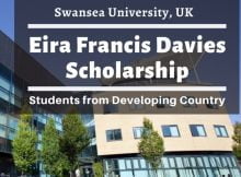 Eira Davies Scholarships 2023 at Swansea University in UK