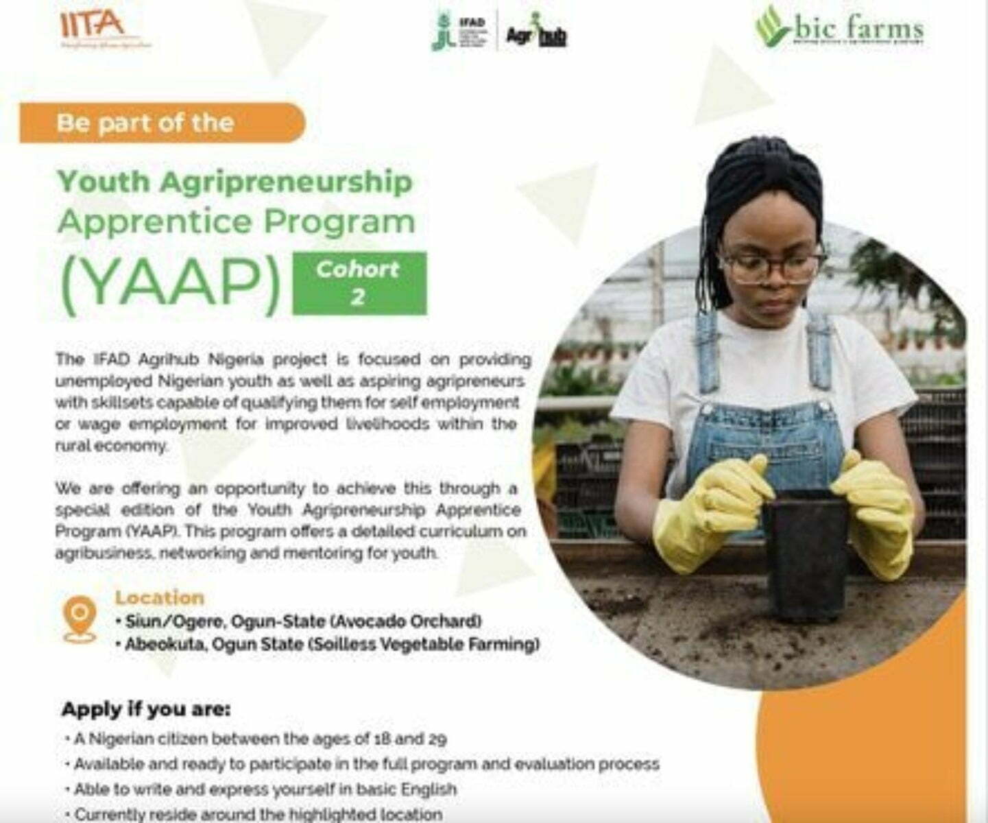 IFAD Agrihub Nigeria Youth Agripreneurship Apprenticeship Program (YAAP) 2023