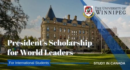 President’s Scholarship 2023 for World Leaders at University of Winnipeg in Canada