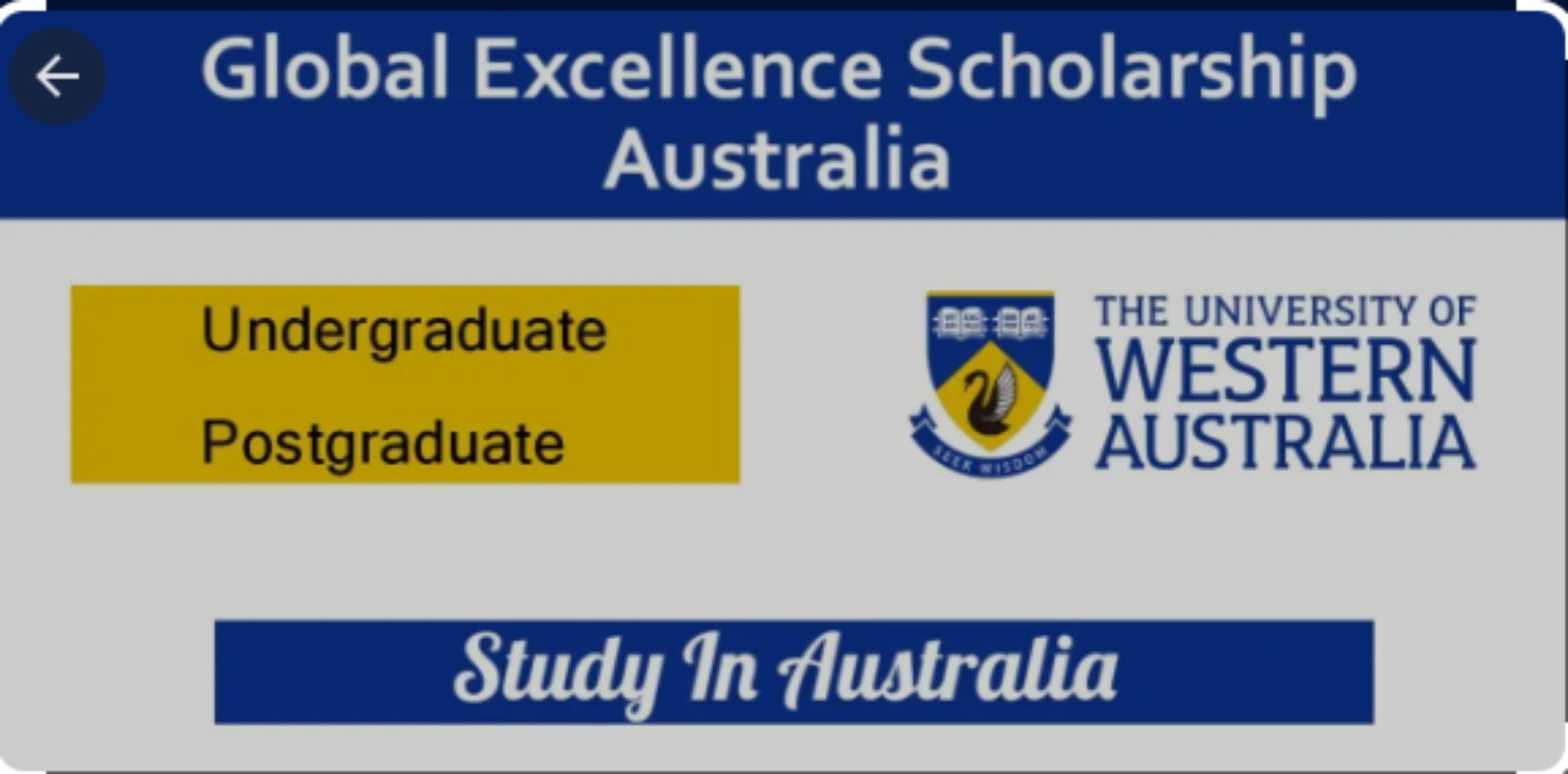 Global Excellence Scholarship 2023 at University of Western Australia