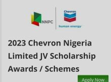 Chevron Nigeria Limited JV Scholarships & Awards 2023