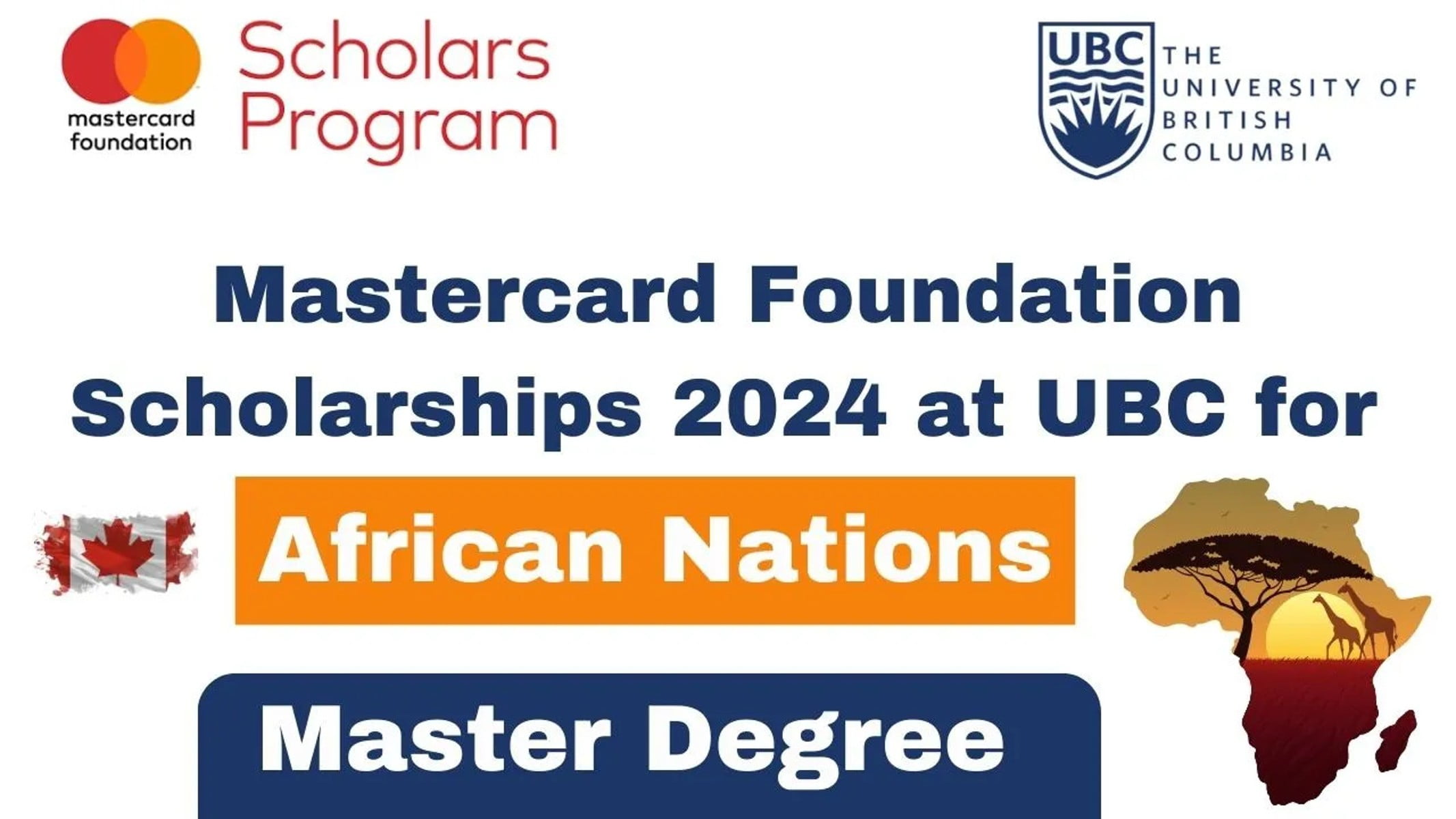 Mastercard Foundation Scholarships 2024 at UBC in Canada