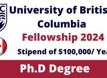 UBC Doctoral Fellowships 2024 in Canada